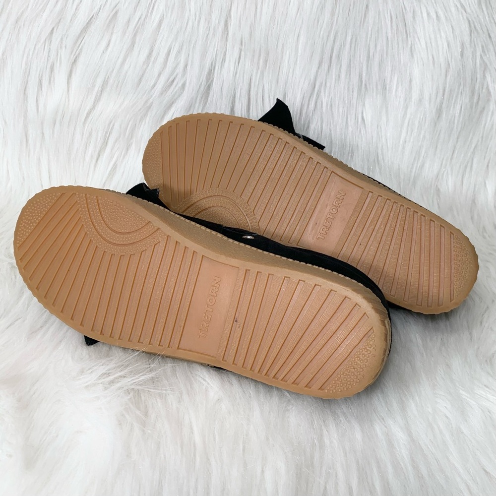 SOLD-Tretorn Black Suede Slip-On Bow Sneakers - Picture 10 of 11